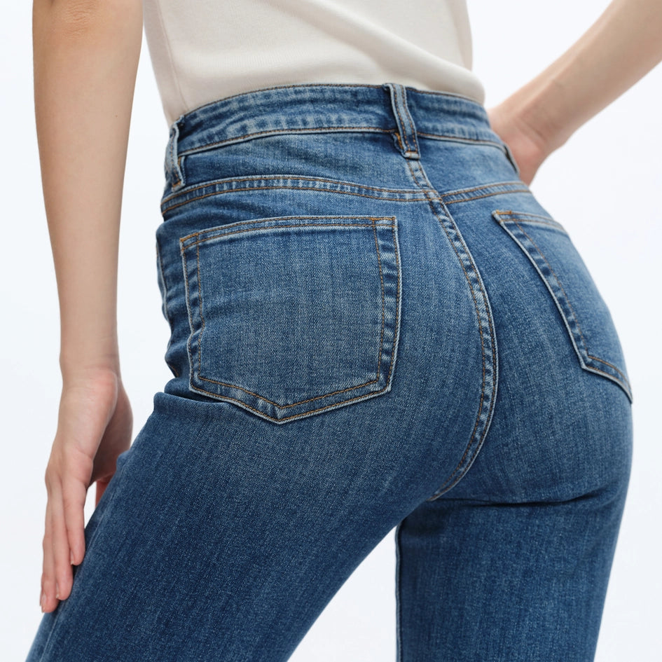 High Rise Bootcut Jeans with Finished Hem MARINE-Jeans-BAYEAS-26-MARINE-Urbanheer