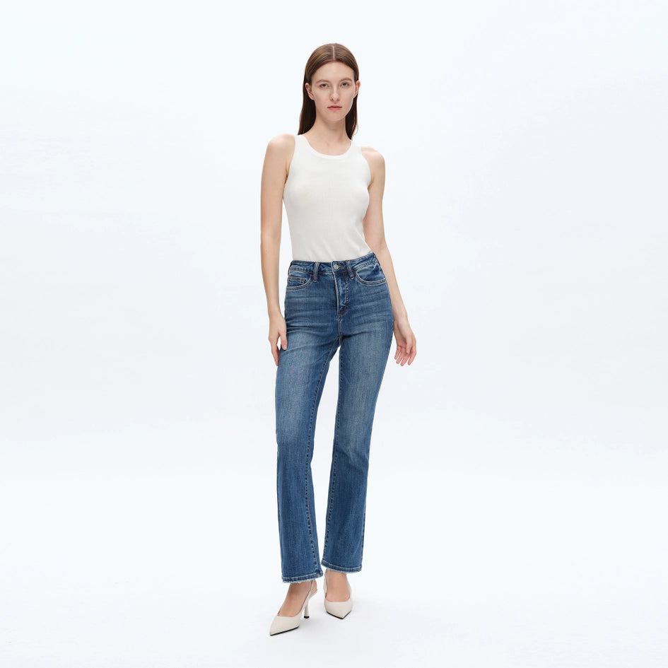 High Rise Bootcut Jeans with Finished Hem MARINE-Jeans-BAYEAS-26-MARINE-Urbanheer