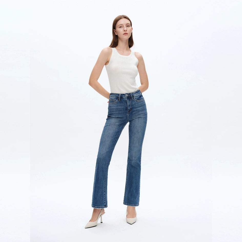 High Rise Bootcut Jeans with Finished Hem MARINE-Jeans-BAYEAS-26-MARINE-Urbanheer