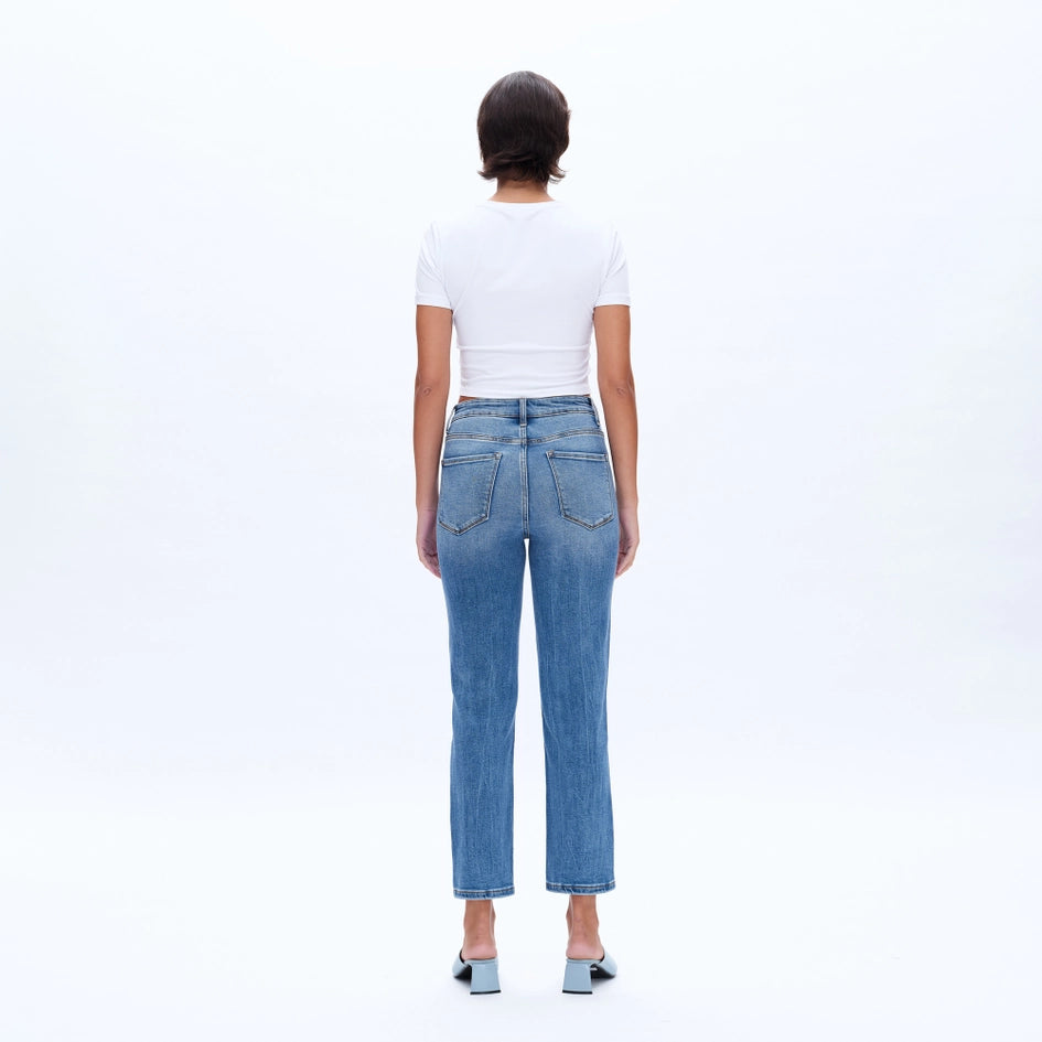 High Rise Crop Straight Jeans with Finished Hem CRYSTAL-Jeans-BAYEAS-24-CRYSTAL-Urbanheer