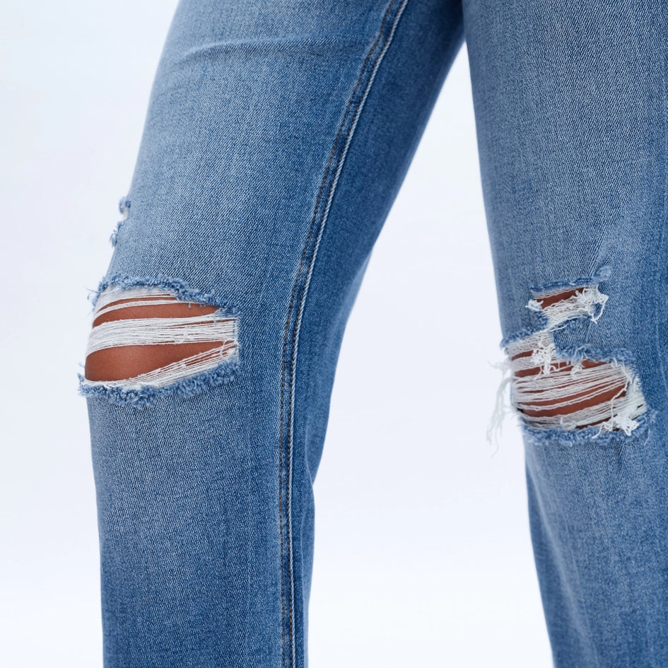 High Rise Crop Straight Jeans with Finished Hem CRYSTAL-Jeans-BAYEAS-24-CRYSTAL-Urbanheer