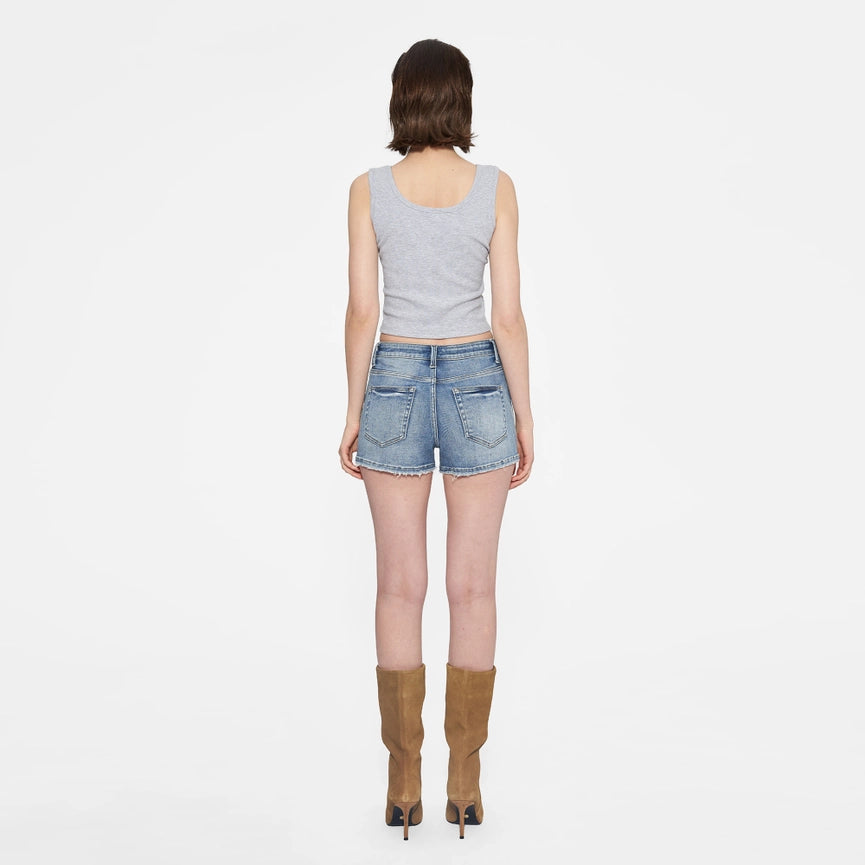High Rise Denim Shorts with Finished Hem CRYSTAL-Shorts-BAYEAS-XS-CRYSTAL-Urbanheer