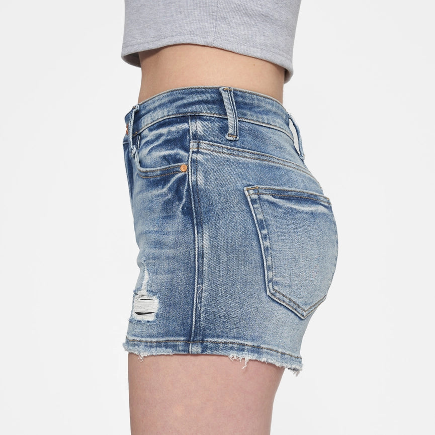 High Rise Denim Shorts with Finished Hem CRYSTAL-Shorts-BAYEAS-XS-CRYSTAL-Urbanheer