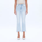 High Rise Flare Denim Jeans with Frayed Hem LIGHT BLUE-Jeans-BAYEAS-24-LIGHT BLUE-Urbanheer