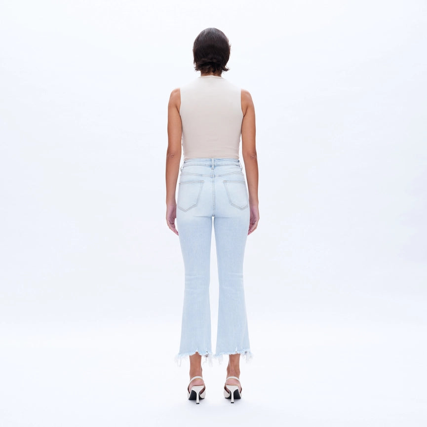 High Rise Flare Denim Jeans with Frayed Hem LIGHT BLUE-Jeans-BAYEAS-24-LIGHT BLUE-Urbanheer