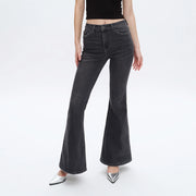 High Rise Flare Jeans with Finished Hem GRAY-Jeans-BAYEAS-24-GRAY-Urbanheer