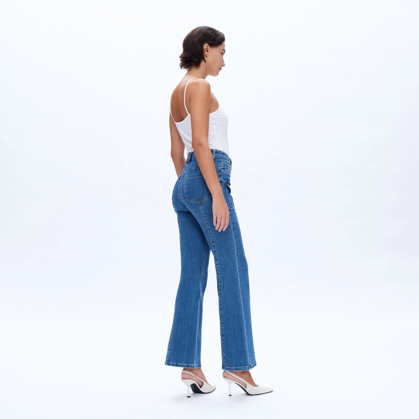High Rise Flare Jeans with Finished Hem-Jeans-BAYEAS-24-SLEEK-Urbanheer