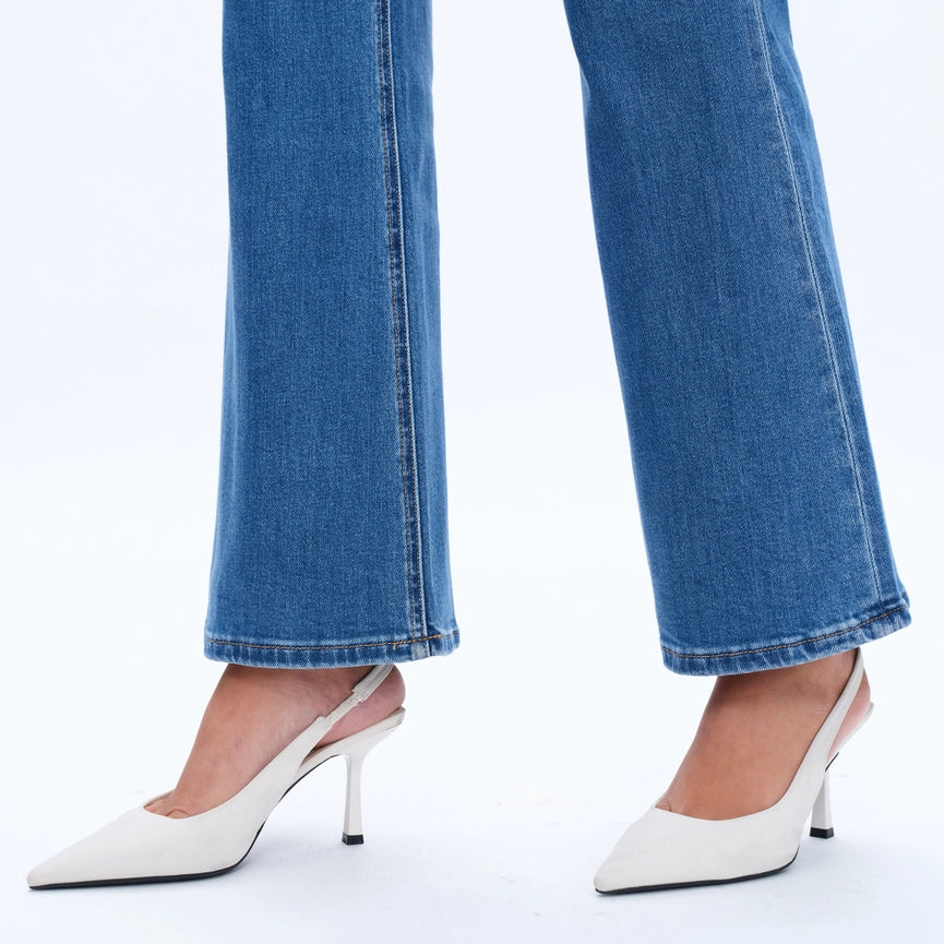 High Rise Flare Jeans with Finished Hem-Jeans-BAYEAS-24-SLEEK-Urbanheer