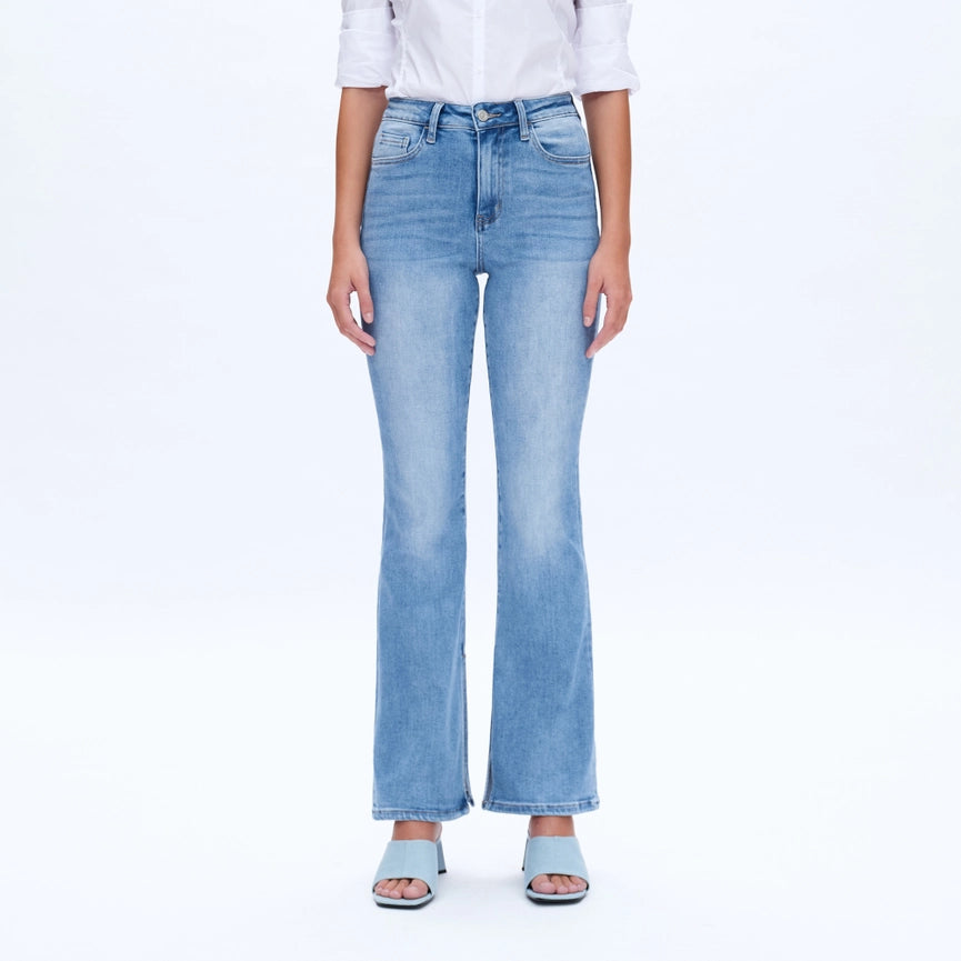 High Rise Flare Jeans with Finished Hem(Slit) AURORA-Jeans-BAYEAS-24-AURORA-Urbanheer