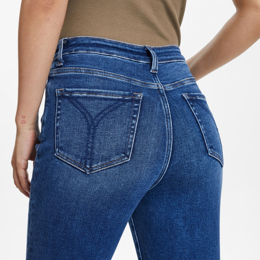 High Rise Flare Jeans with Finished Hem(Slit) STARLIGHT-Jeans-BAYEAS-26-STARLIGHT-Urbanheer