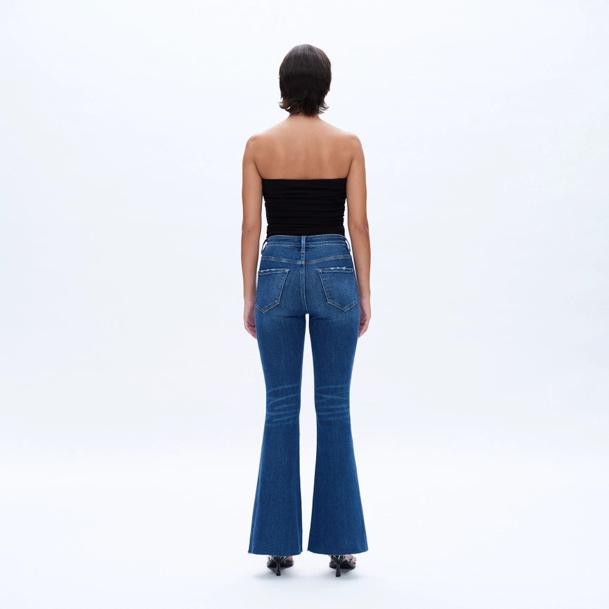 High Rise Flare Jeans with Raw Hem MIDNIGHT THUNDER-Jeans-BAYEAS-24-MIDNIGHT THUNDER-Urbanheer