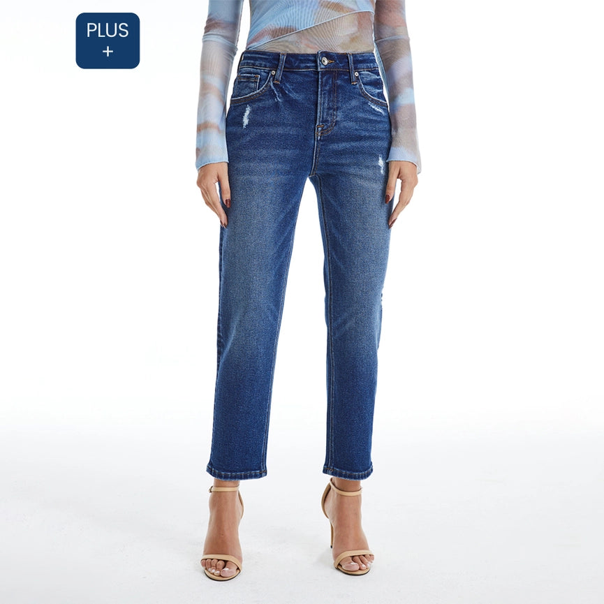 High Rise Mom Jeans with Finished Hem BLUEBELL-Jeans-BAYEAS-14w-BLUEBELL-Urbanheer