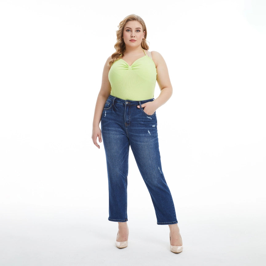 High Rise Mom Jeans with Finished Hem BLUEBELL-Jeans-BAYEAS-14w-BLUEBELL-Urbanheer