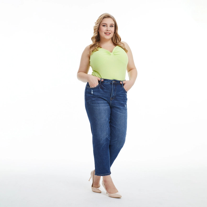 High Rise Mom Jeans with Finished Hem BLUEBELL-Jeans-BAYEAS-14w-BLUEBELL-Urbanheer