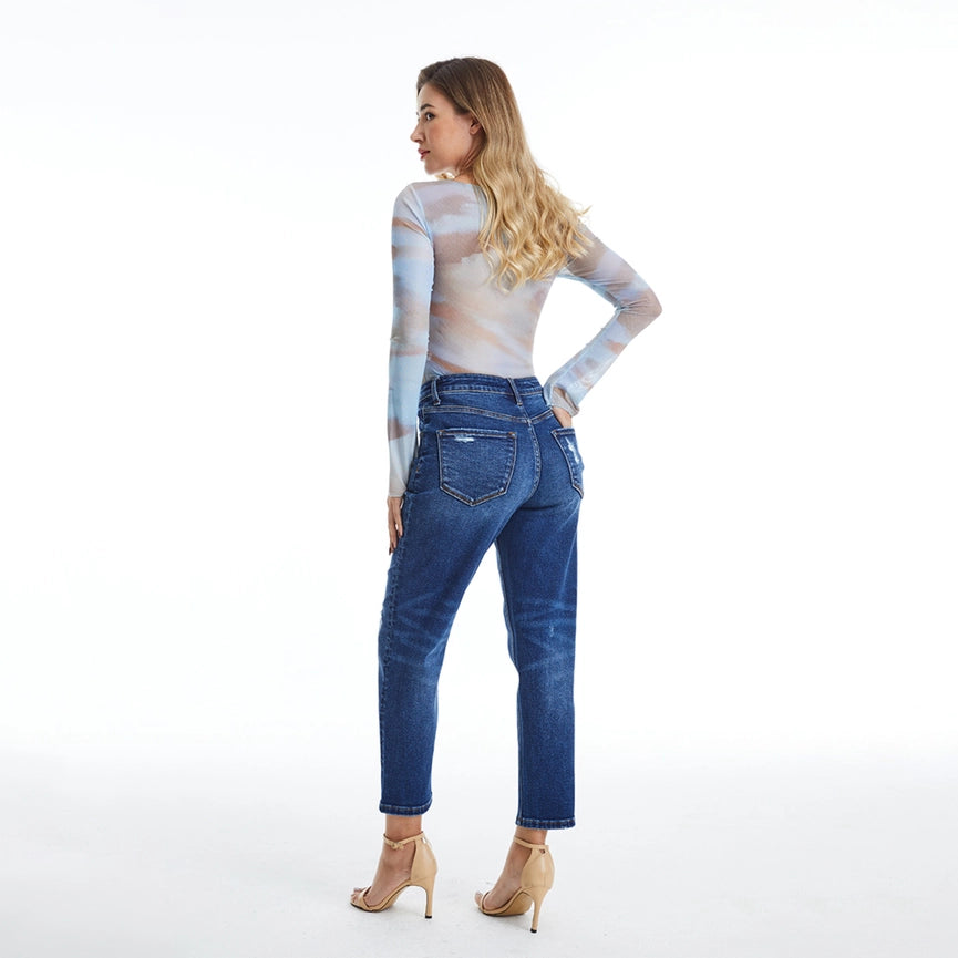 High Rise Mom Jeans with Finished Hem BLUEBELL-Jeans-BAYEAS-14w-BLUEBELL-Urbanheer