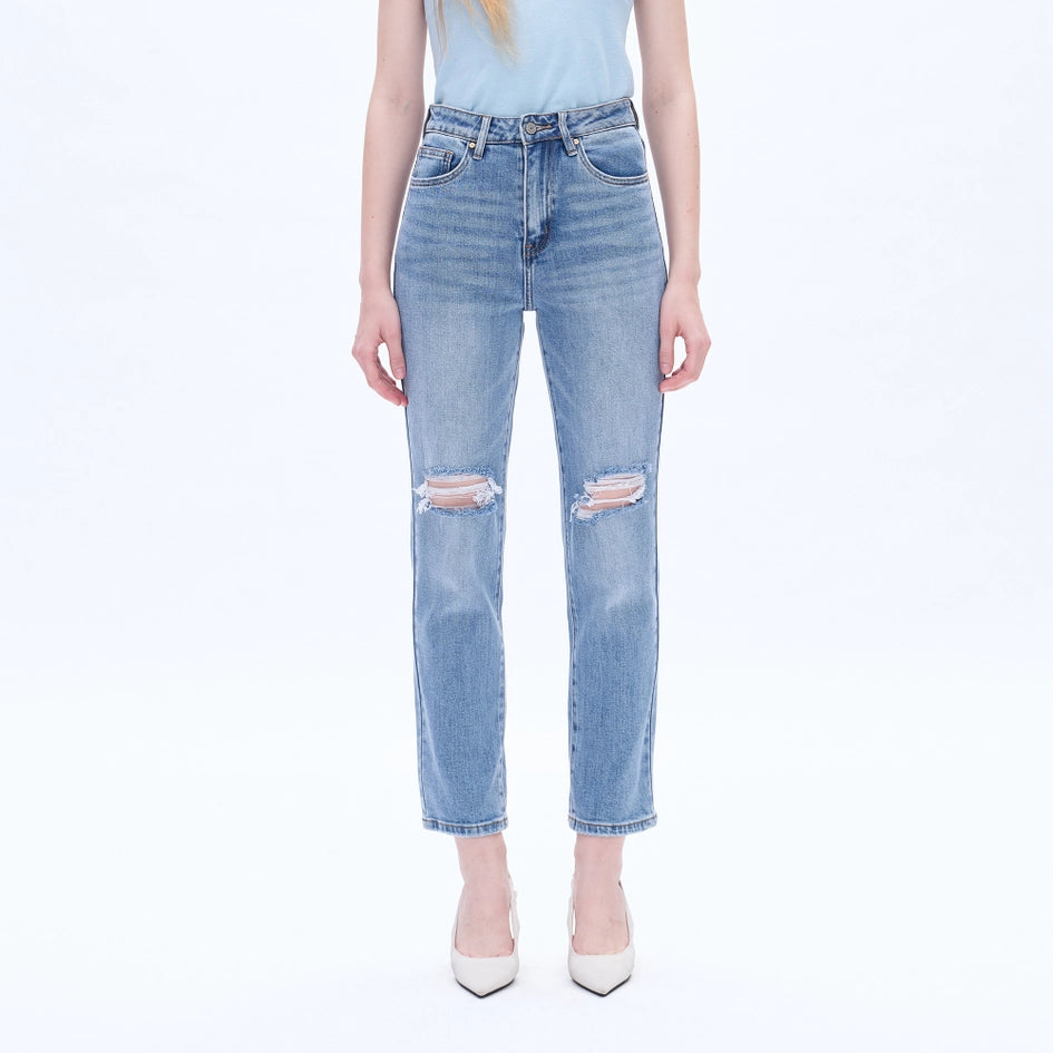 High Rise Mom Jeans with Finished Hem BRILLIANCY-Jeans-BAYEAS-24-BRILLIANCY-Urbanheer
