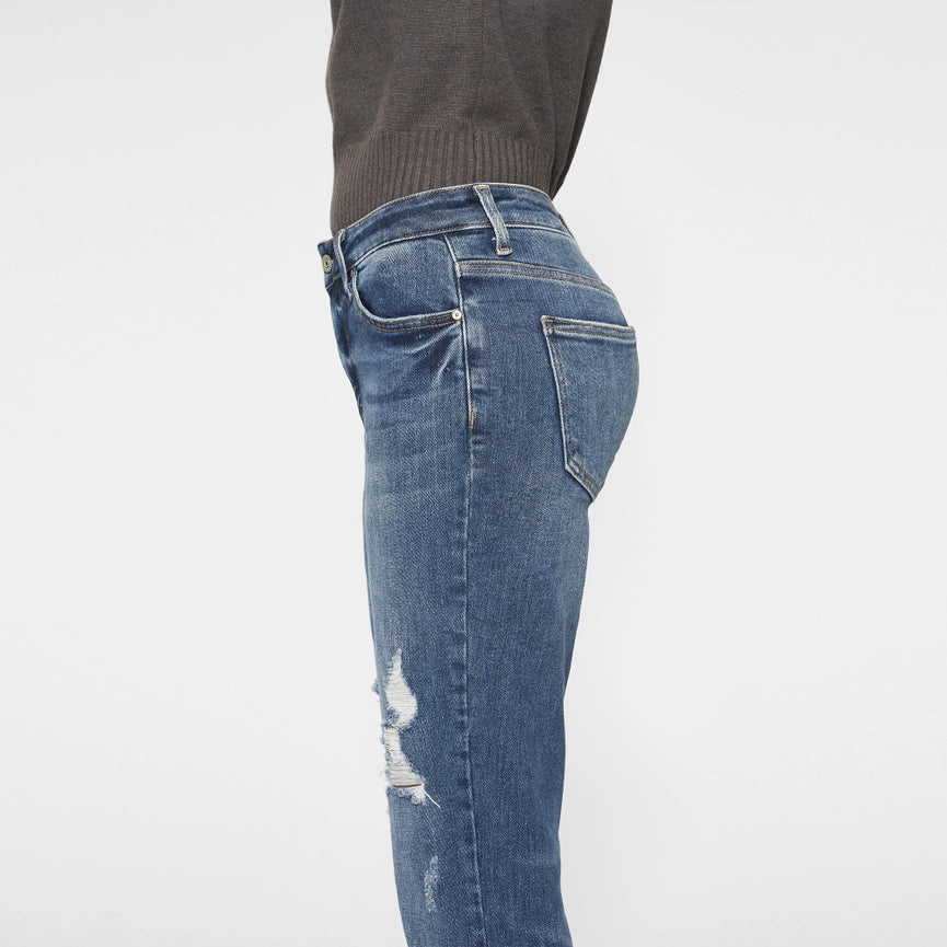 High Rise Mom Jeans with Rolled Hem DARK BLUE-Jeans-BAYEAS-24-DARK BLUE-Urbanheer