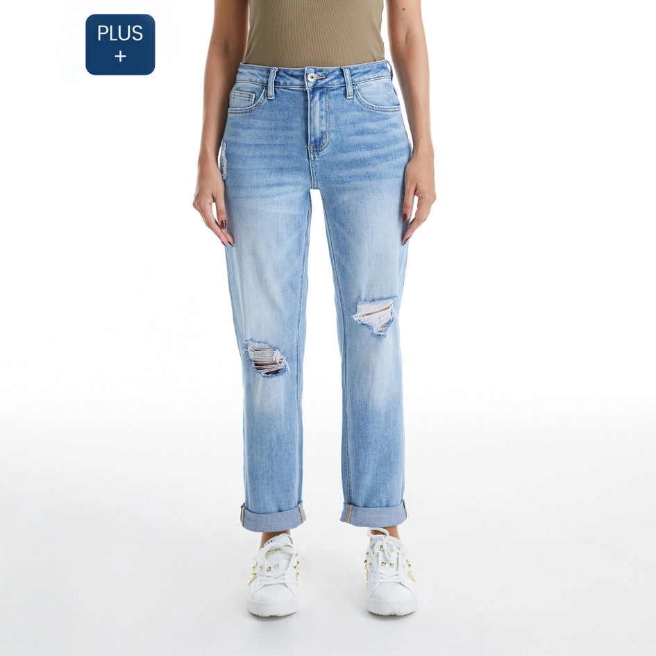 High Rise Relaxed Boyfriend Jeans with Rolled Hem SOUTHERN-Jeans-BAYEAS-14W-SOUTHERN-Urbanheer