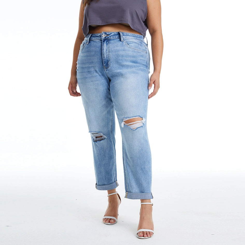 High Rise Relaxed Boyfriend Jeans with Rolled Hem SOUTHERN-Jeans-BAYEAS-14W-SOUTHERN-Urbanheer