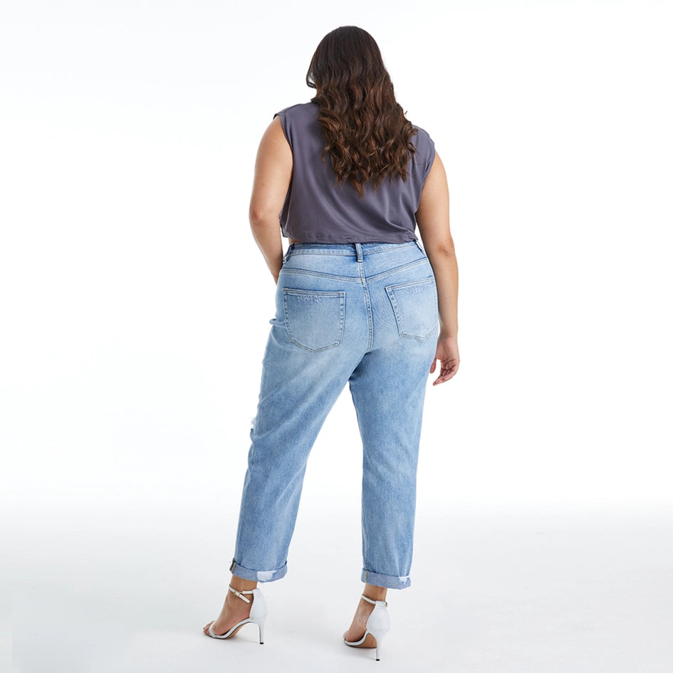 High Rise Relaxed Boyfriend Jeans with Rolled Hem SOUTHERN-Jeans-BAYEAS-14W-SOUTHERN-Urbanheer