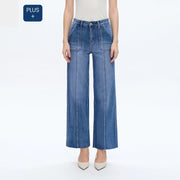 High Rise Relaxed Straight Jeans with Raw Hem BLUELOVER-Jeans-BAYEAS-14W-BLUELOVER-Urbanheer