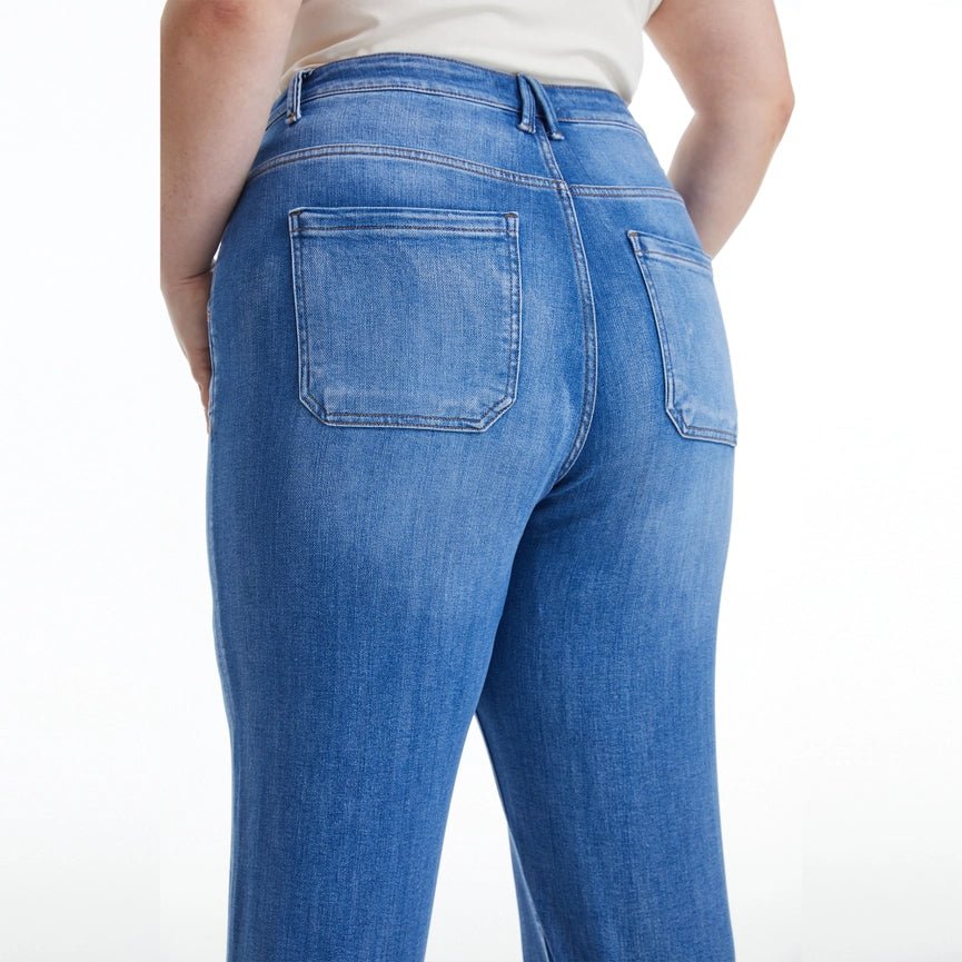 High Rise Relaxed Straight Jeans with Raw Hem BLUELOVER-Jeans-BAYEAS-14W-BLUELOVER-Urbanheer