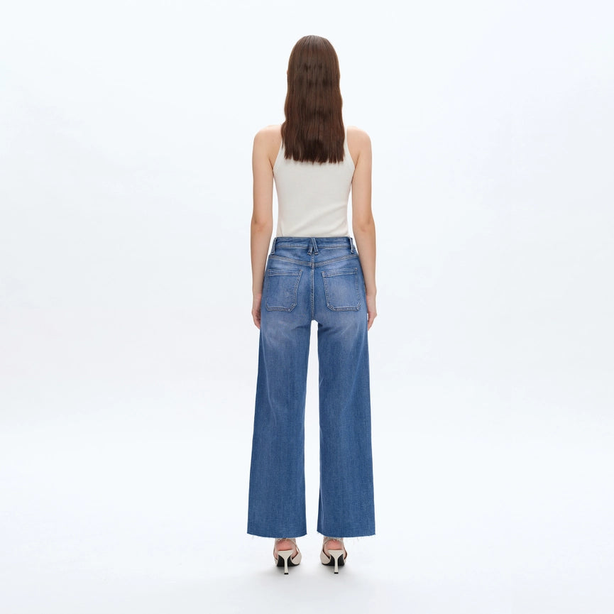 High Rise Relaxed Straight Jeans with Raw Hem BLUELOVER-Jeans-BAYEAS-14W-BLUELOVER-Urbanheer