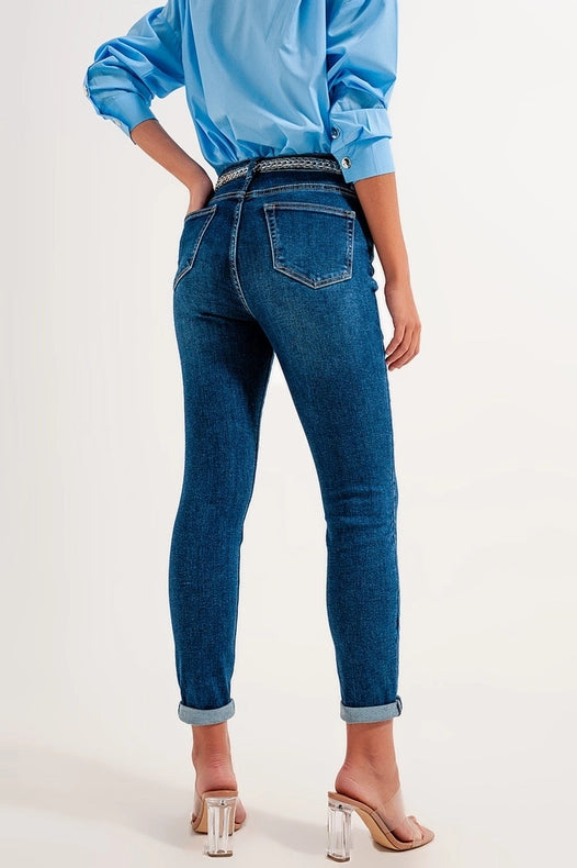 High Rise Skinny Jeans In Darkwash-Jeans-Q2-XS-Blue-Urbanheer