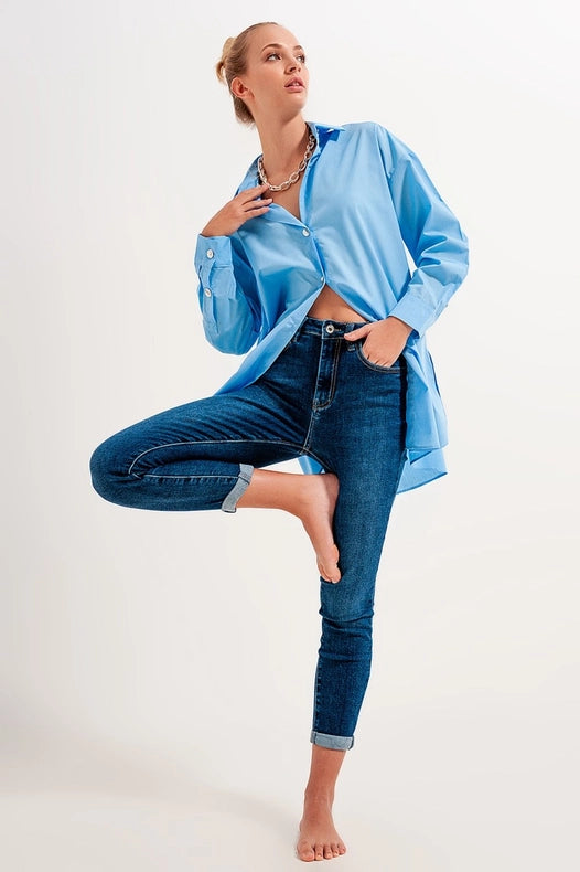 High Rise Skinny Jeans In Darkwash-Jeans-Q2-XS-Blue-Urbanheer