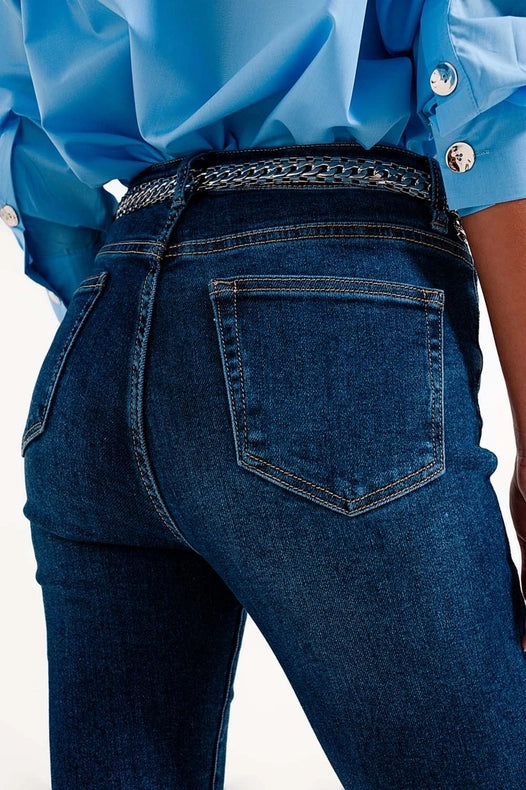 High Rise Skinny Jeans In Darkwash-Jeans-Q2-XS-Blue-Urbanheer