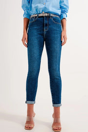 High Rise Skinny Jeans In Darkwash-Jeans-Q2-XS-Blue-Urbanheer