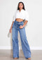 High-Rise Square Pocket Wide Leg Jeans-Jeans-Vibrant M.i.U-1-Medium Stone-Urbanheer