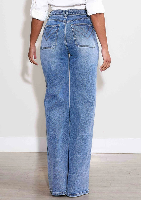 High-Rise Square Pocket Wide Leg Jeans-Jeans-Vibrant M.i.U-1-Medium Stone-Urbanheer