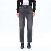High Rise Straight Jeans with Finished Hem BLACK STONE-Jeans-BAYEAS-24-BLACK STONE-Urbanheer