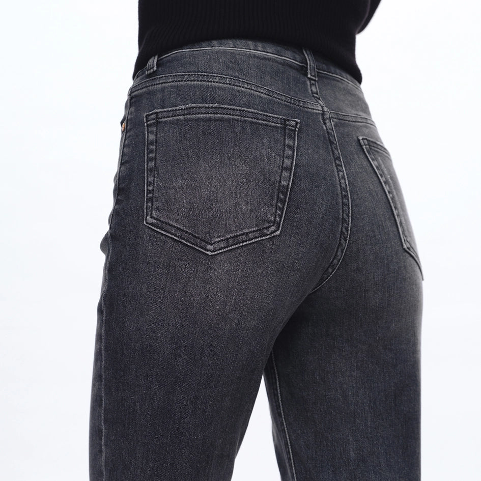 High Rise Straight Jeans with Finished Hem BLACK STONE-Jeans-BAYEAS-24-BLACK STONE-Urbanheer