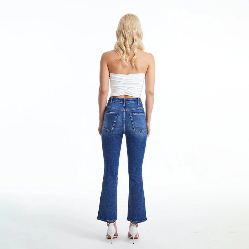 High Rise Straight Jeans with Finished Hem MEDIUM BLUE-Jeans-BAYEAS-26-MEDIUM BLUE-Urbanheer