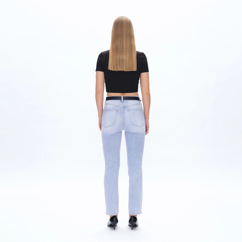 High Rise Straight Jeans with Finished Hem SKY BLUE-Jeans-BAYEAS-24-SKY BLUE-Urbanheer