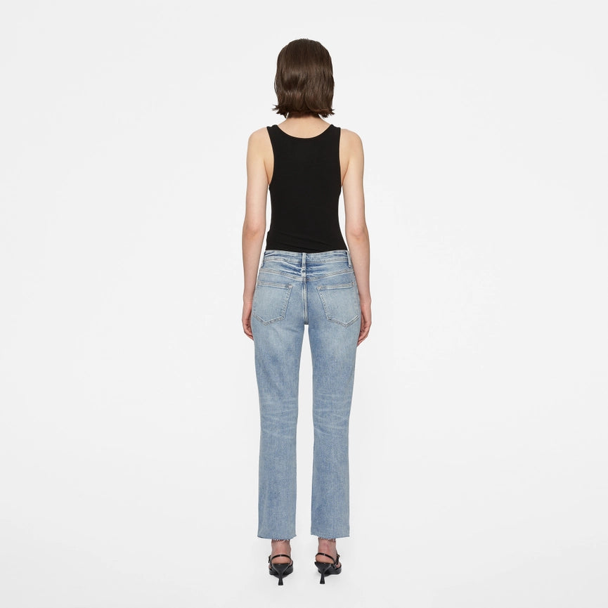 High Rise Straight Jeans with Raw Hem LIGHT BLUE-Jeans-BAYEAS-14W-LIGHT BLUE-Urbanheer