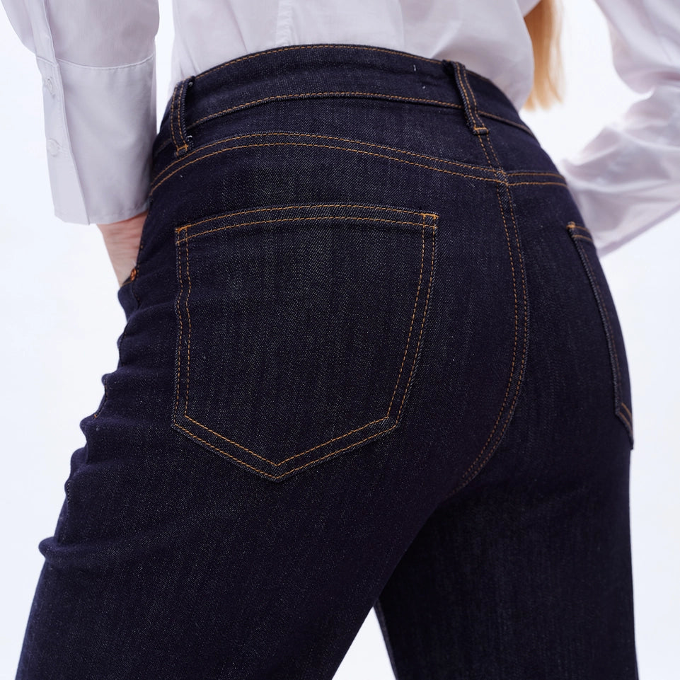 High Rise Straight Jeans with Rolled Hem RINSE-Jeans-BAYEAS-24-RINSE-Urbanheer