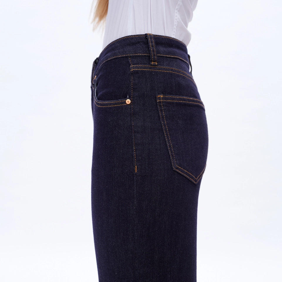 High Rise Straight Jeans with Rolled Hem RINSE-Jeans-BAYEAS-24-RINSE-Urbanheer