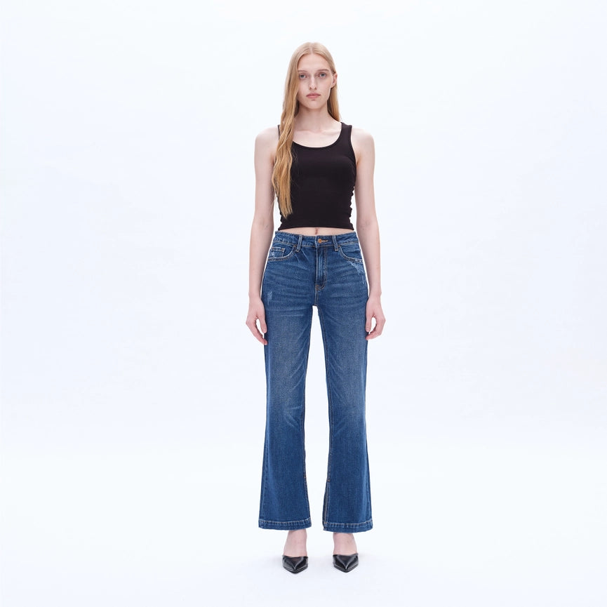 High Rise Straight Jeans(Finished Hem,Slit) MIRAGE-Jeans-BAYEAS-24-MIRAGE-Urbanheer