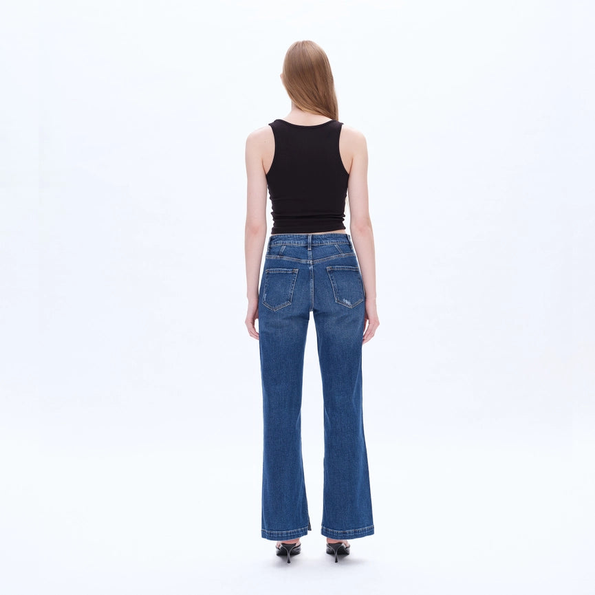 High Rise Straight Jeans(Finished Hem,Slit) MIRAGE-Jeans-BAYEAS-24-MIRAGE-Urbanheer
