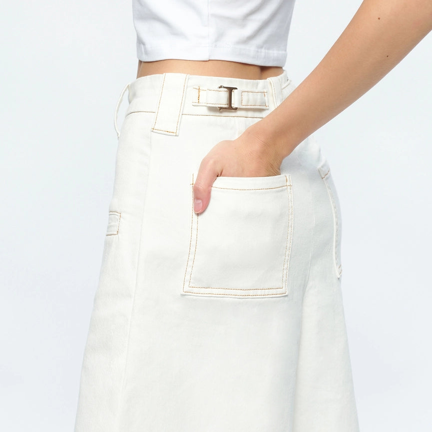High Rise Twill Bermuda Shorts with Finished Hem-Bermuda Shorts-BAYEAS-XS-CREAM-Urbanheer
