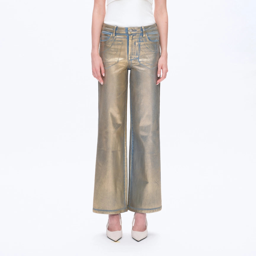 High Rise Wide Leg Denim Jeans with Finished Hem GOLDEN-Jeans-BAYEAS-24-GOLDEN-Urbanheer