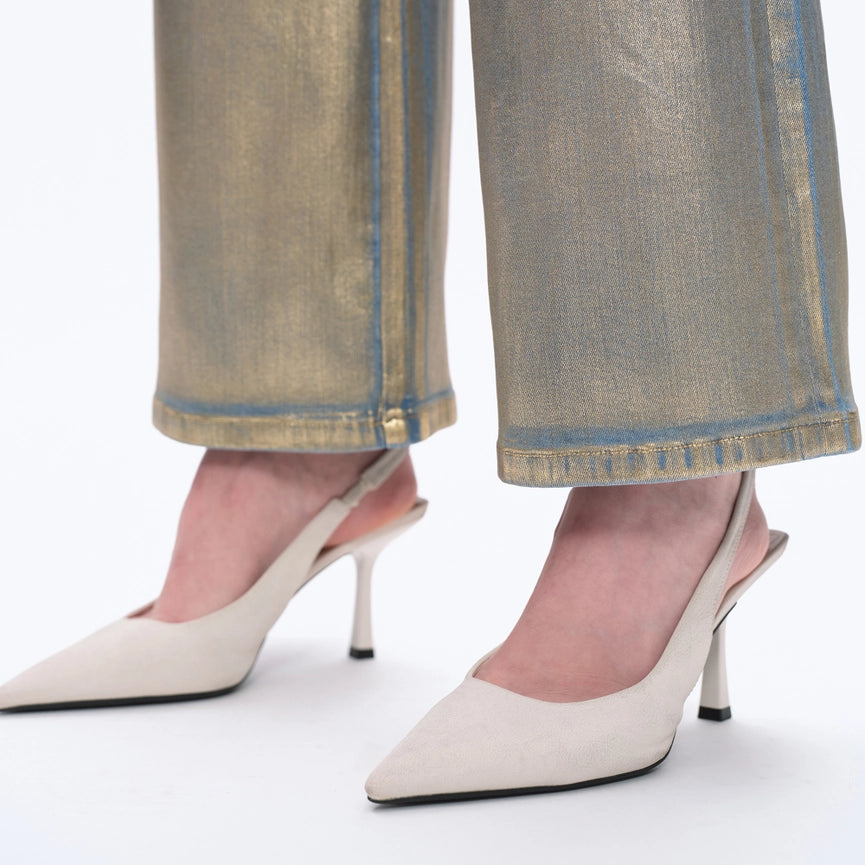 High Rise Wide Leg Denim Jeans with Finished Hem GOLDEN-Jeans-BAYEAS-24-GOLDEN-Urbanheer