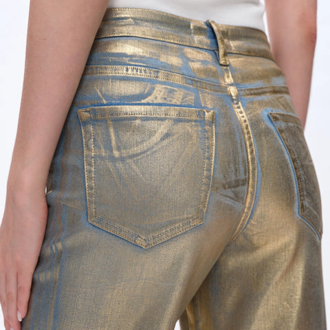 High Rise Wide Leg Denim Jeans with Finished Hem GOLDEN-Jeans-BAYEAS-24-GOLDEN-Urbanheer