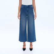 High Rise Wide Leg Flare Jeans with Finished Hem BLUEBELL-Jeans-BAYEAS-27-BLUEBELL-Urbanheer
