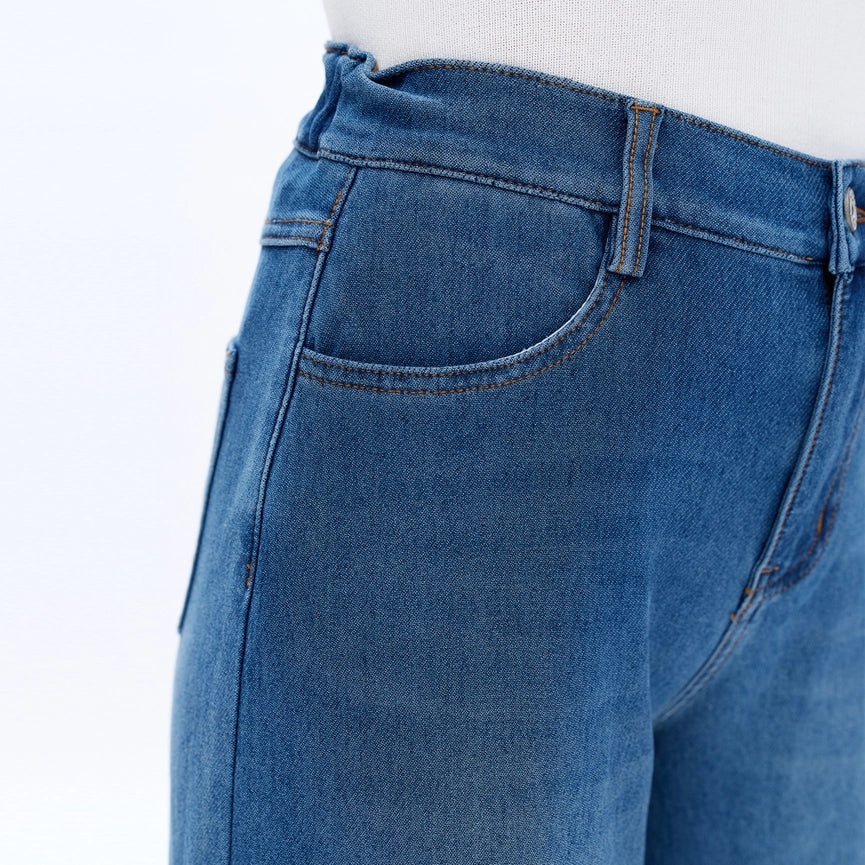 High Rise Wide Leg Flare Jeans with Finished Hem BLUEBELL-Jeans-BAYEAS-27-BLUEBELL-Urbanheer