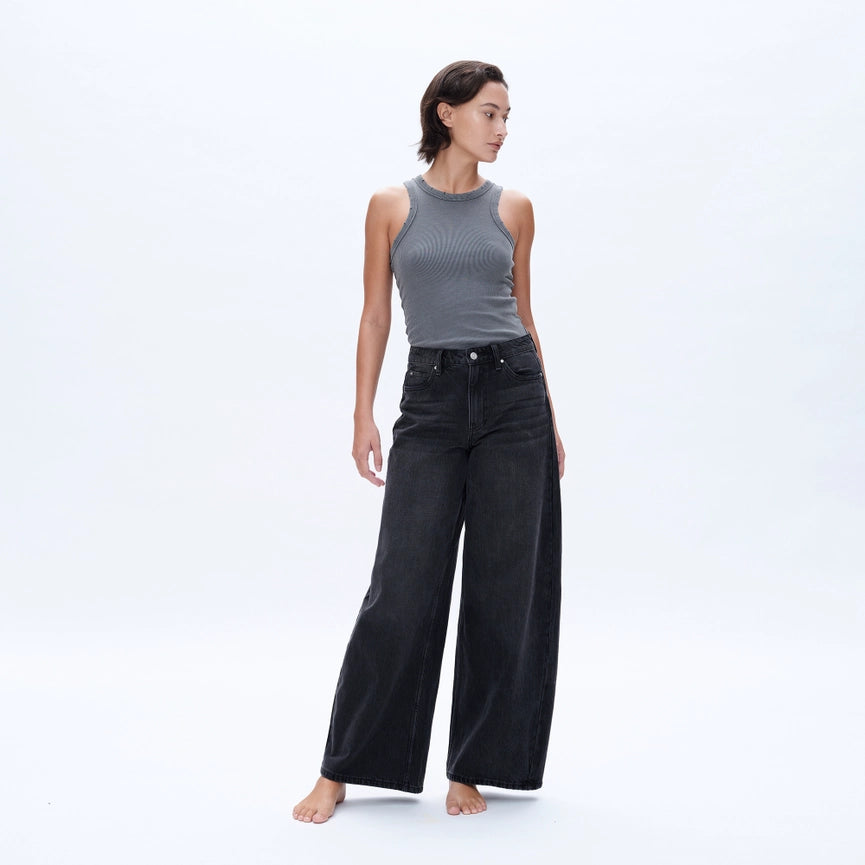 High Rise Wide Leg Jeans with Finished Hem BLACK-Jeans-BAYEAS-24-BLACK-Urbanheer