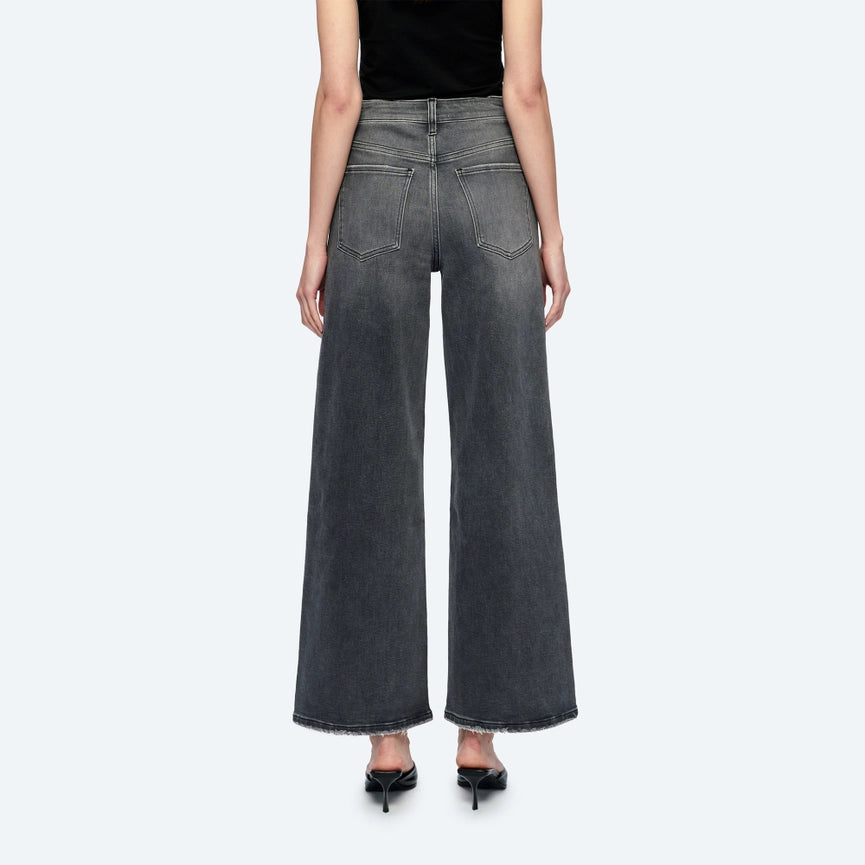 High Rise Wide Leg Jeans with Finished Hem CHARCOAL-Jeans-BAYEAS-24-CHARCOAL-Urbanheer